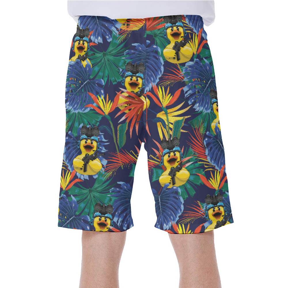 Funny Tactical Rubber Duck Tropical Hawaiian Swim Trunks For Men