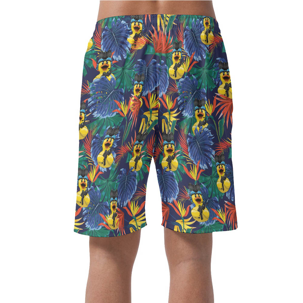 Tropical Rubber Duck With Gun Hawaiian Beach Shorts For Men