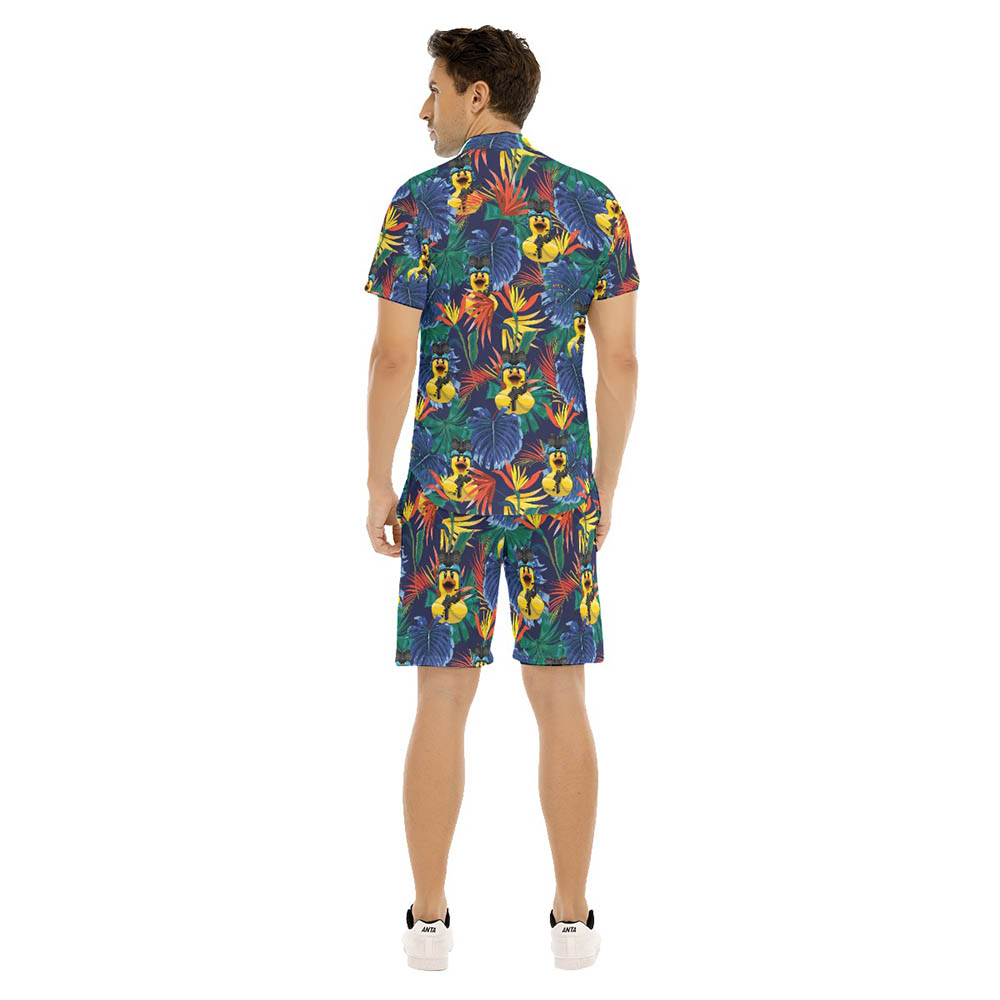 Set Tropical Rubber Duck Tactical Hawaiian Shirt And Shorts For Men