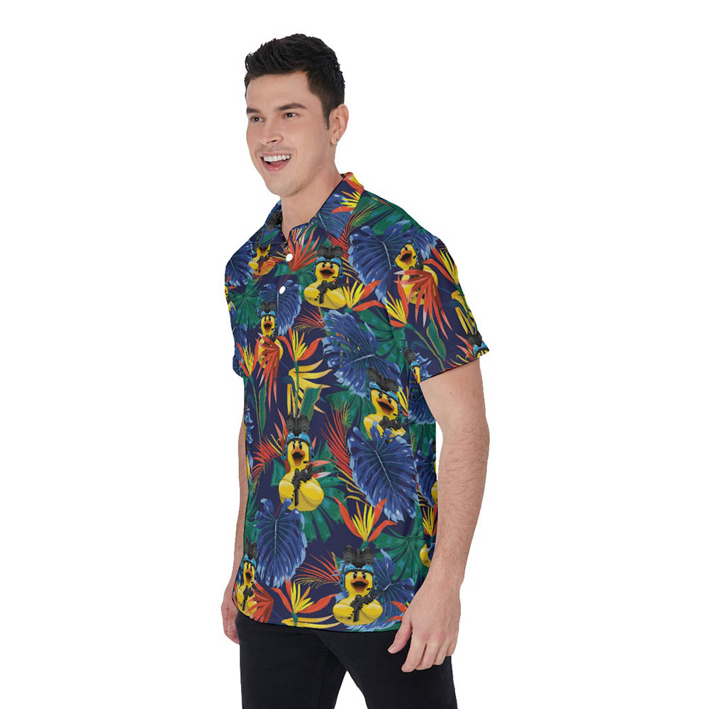 Tropical Tactical Rubber Duck Hawaiian Polo Shirt For Men