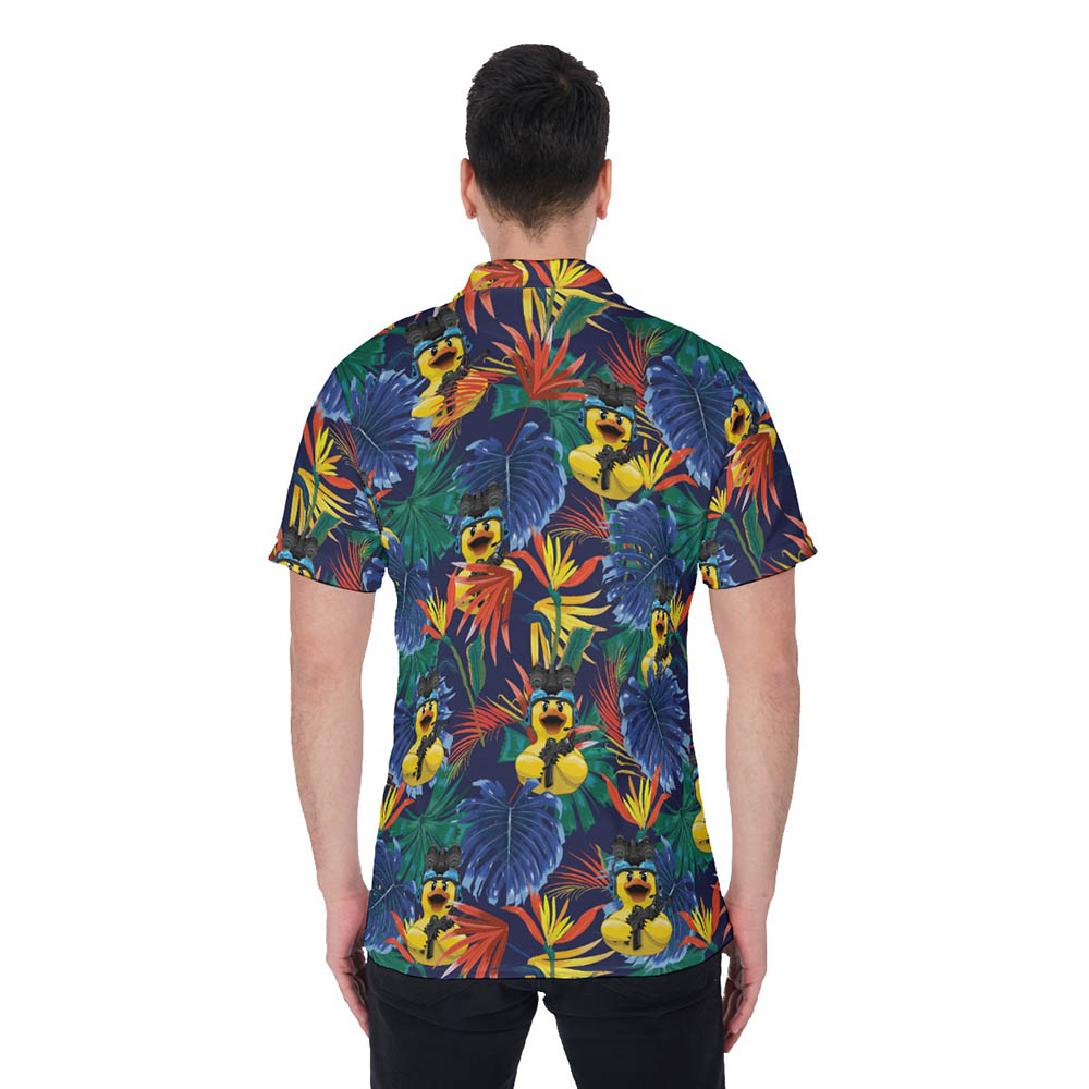 Tropical Tactical Rubber Duck Hawaiian Polo Shirt For Men