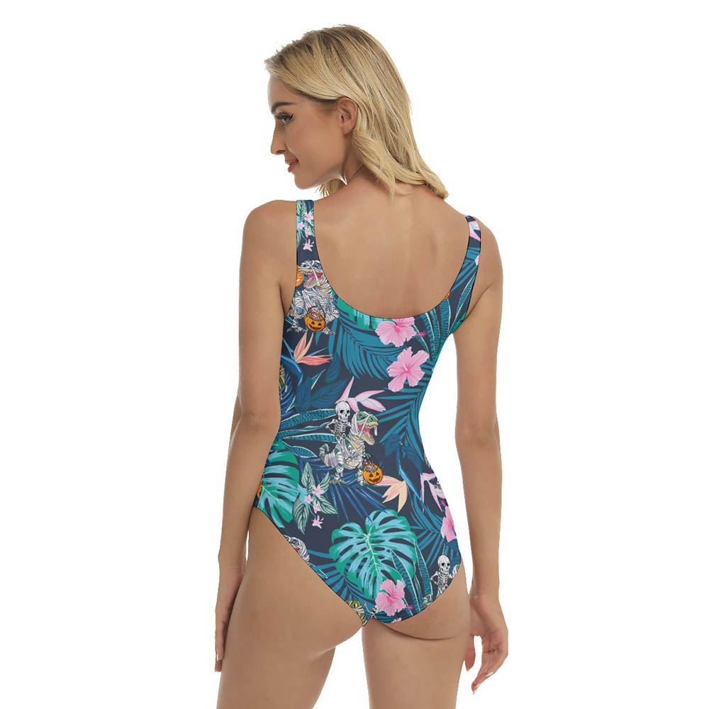 Tropical Mummy Dinosaur Halloween Hawaiian Swimsuit For Women