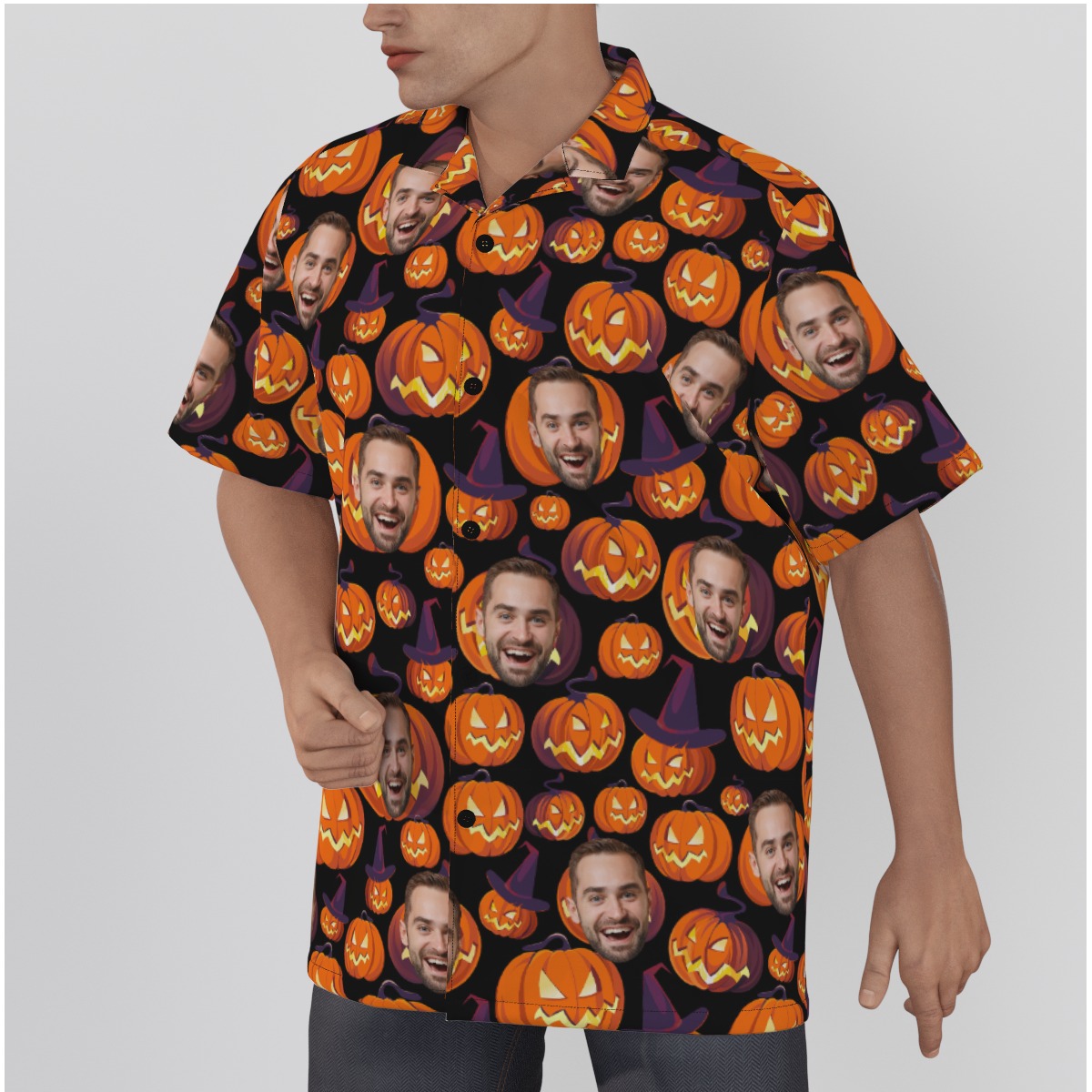Halloween Pumpkin Custom Face Hawaiian Shirt
