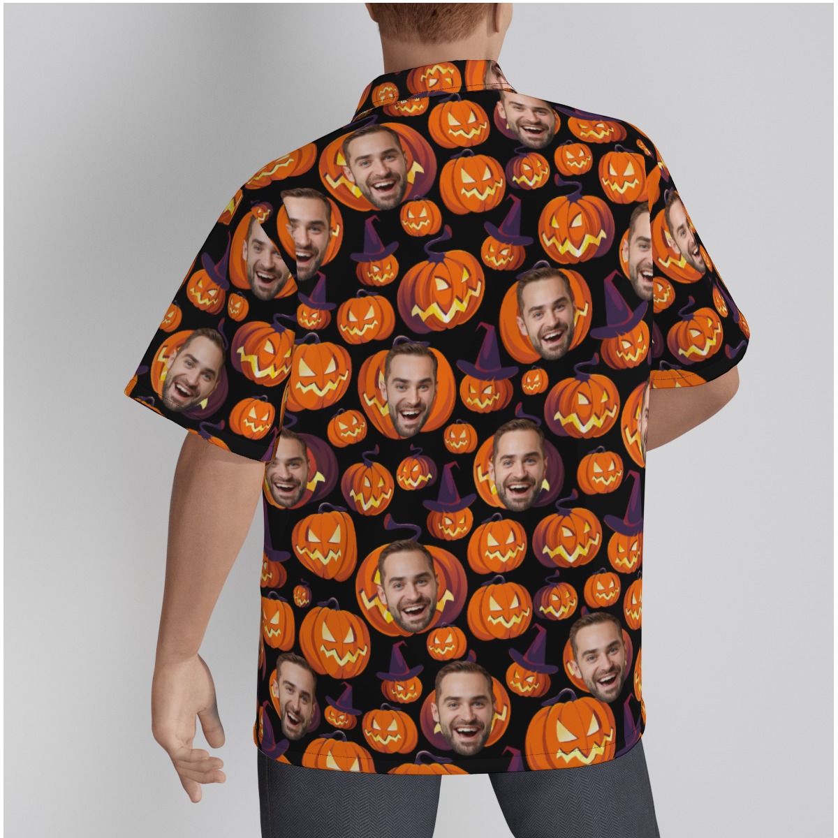 Halloween Pumpkin Custom Face Hawaiian Shirt