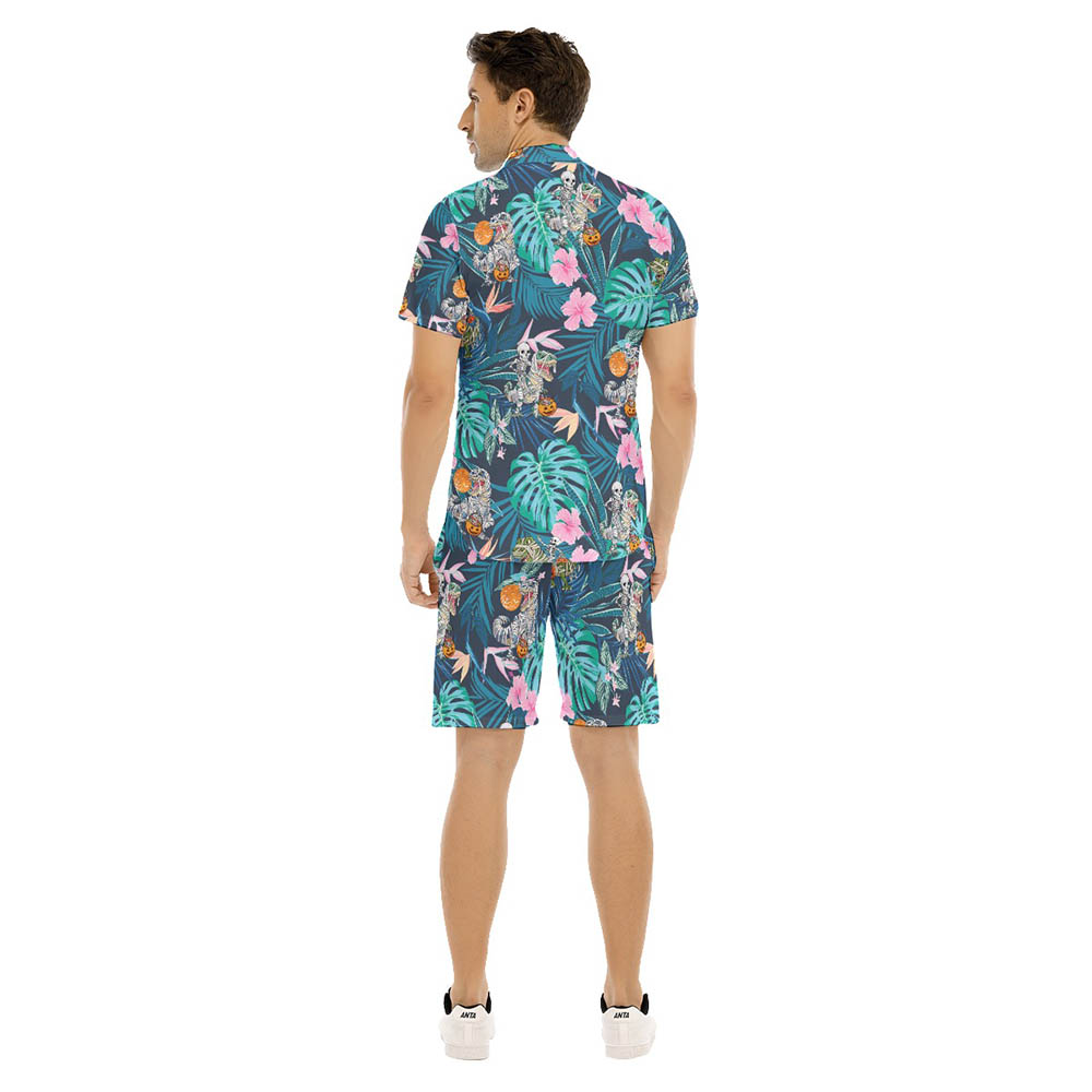 Set Tropical Dinosaur Halloween Hawaiian Shirt And Matching Shorts For Men