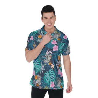 Funny Dinosaur Mummy Halloween Hawaiian Polo Shirt For Men