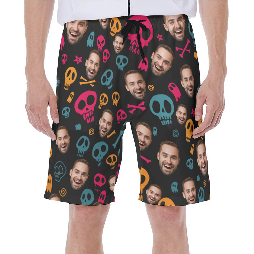 Halloween Skull Custom Face Hawaiian Swim Trunks For Men - variant image 1