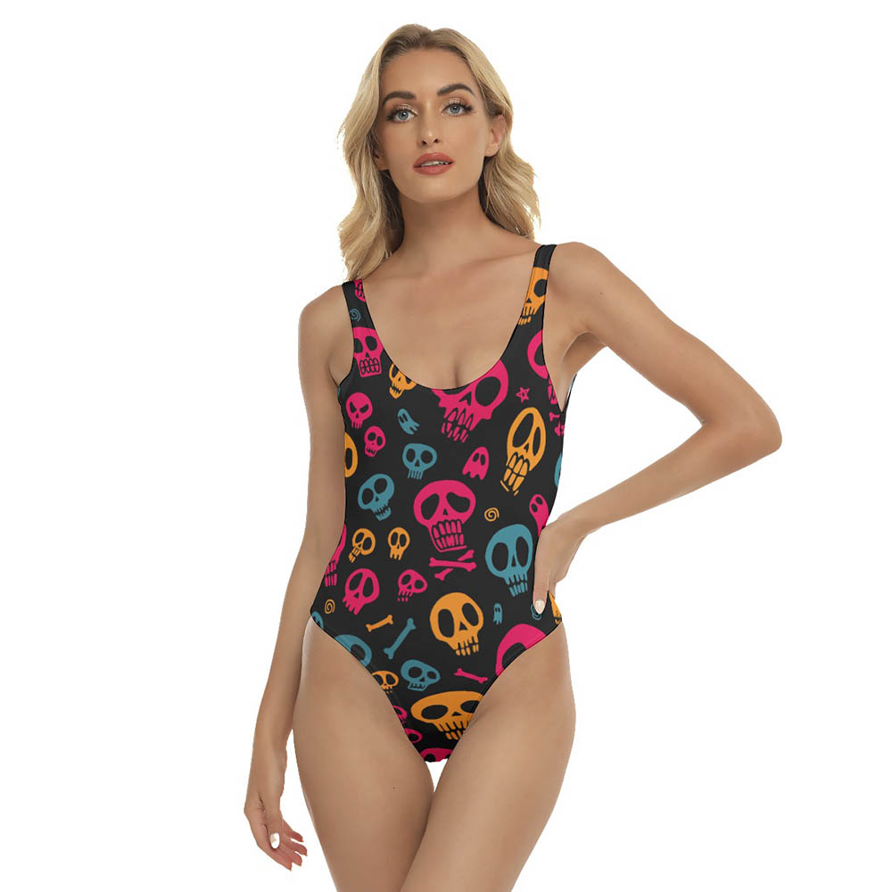 Halloween Skull Hawaiian Swimsuit For Women - variant image 1