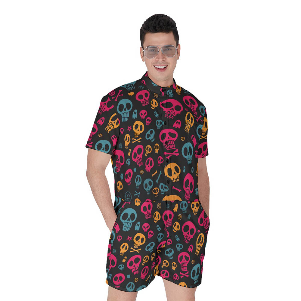 Halloween Custom Face Hawaiian Romper For Men - variant image 1