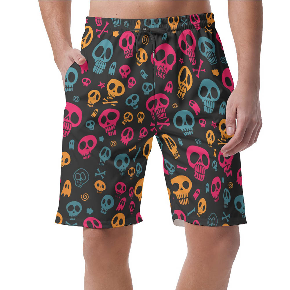 Halloween Skull Hawaiian Beach Shorts For Men - variant image 1