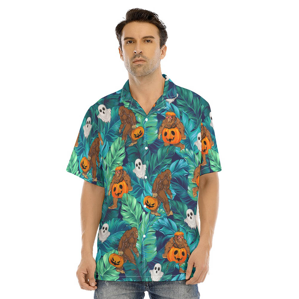 Bigfoot Jack O' Lantern Halloween Pumpkin Hawaiian Shirt - variant image 1