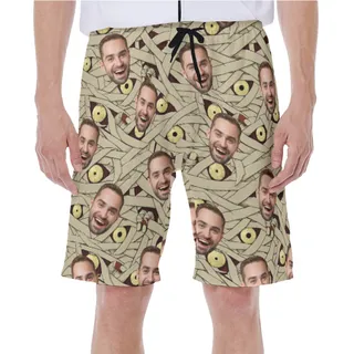Halloween Mummy Costume Hawaiian Swim Trunks With Custom Face
