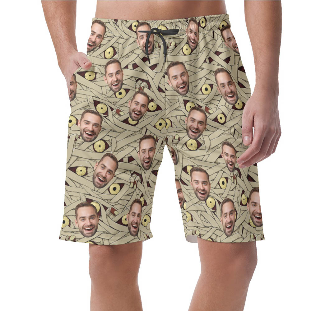 Funny Custom Face Mummy Costume Hawaiian Men's Shorts - variant image 1