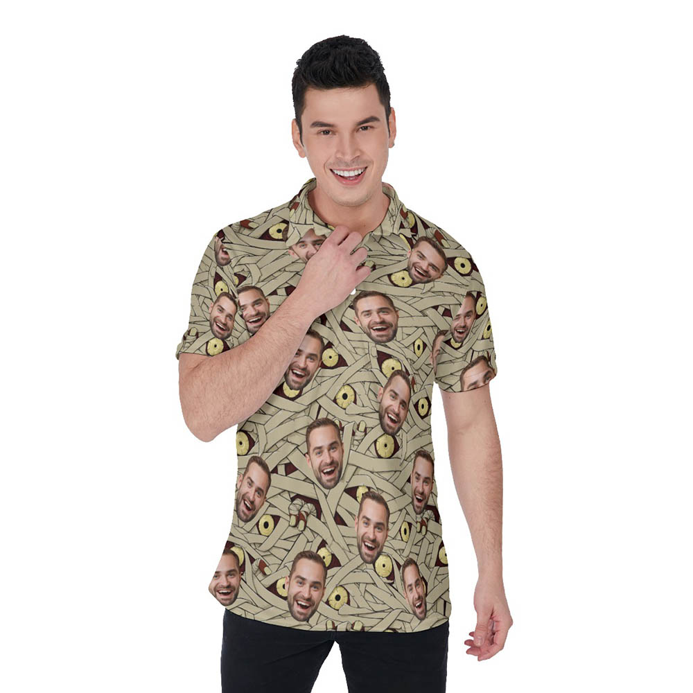 Halloween Mummy Costume Custom Face Hawaiian Polo Shirt - variant image 1