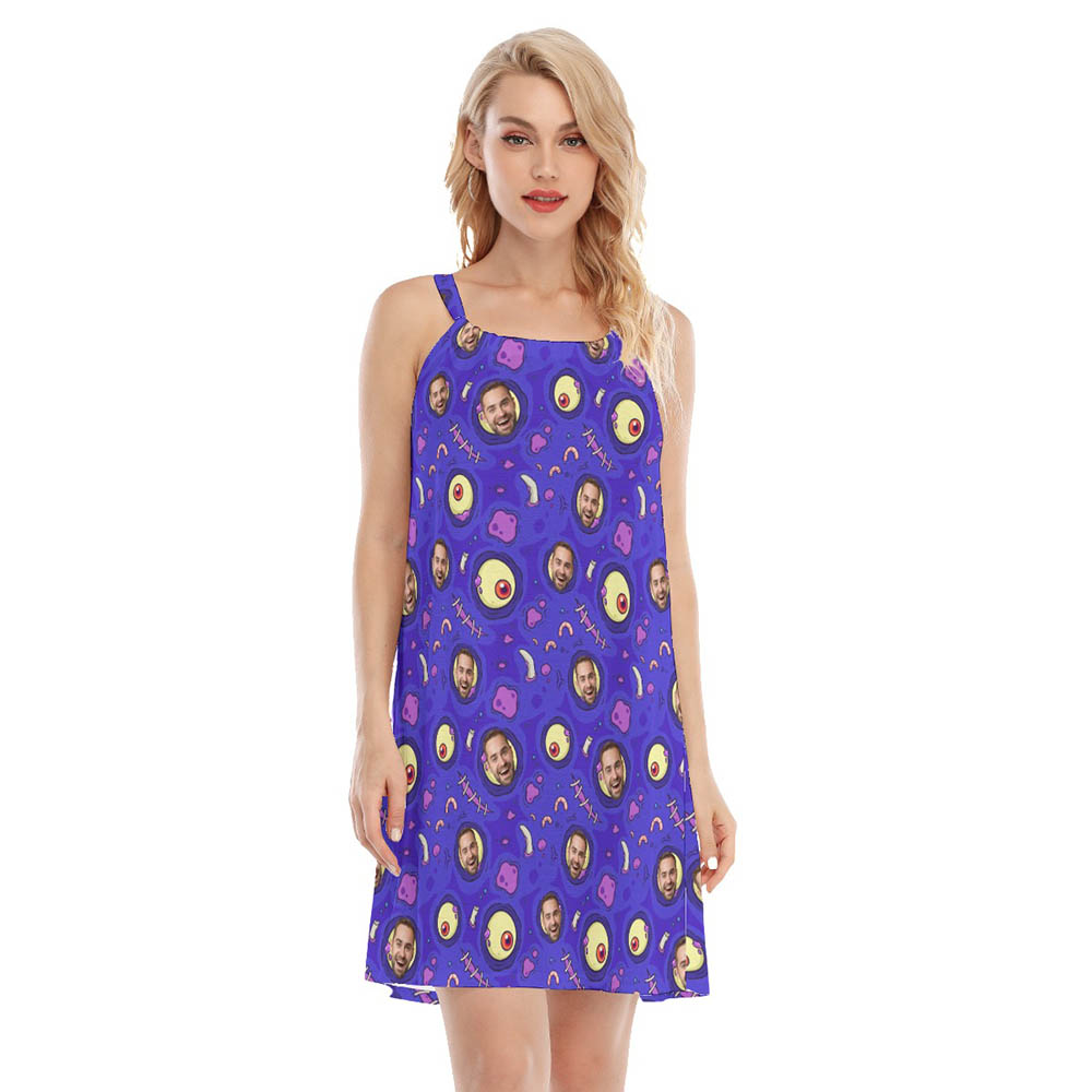 Custom Face Halloween Zombie Skin Hawaiian Dress For Women - variant image 1
