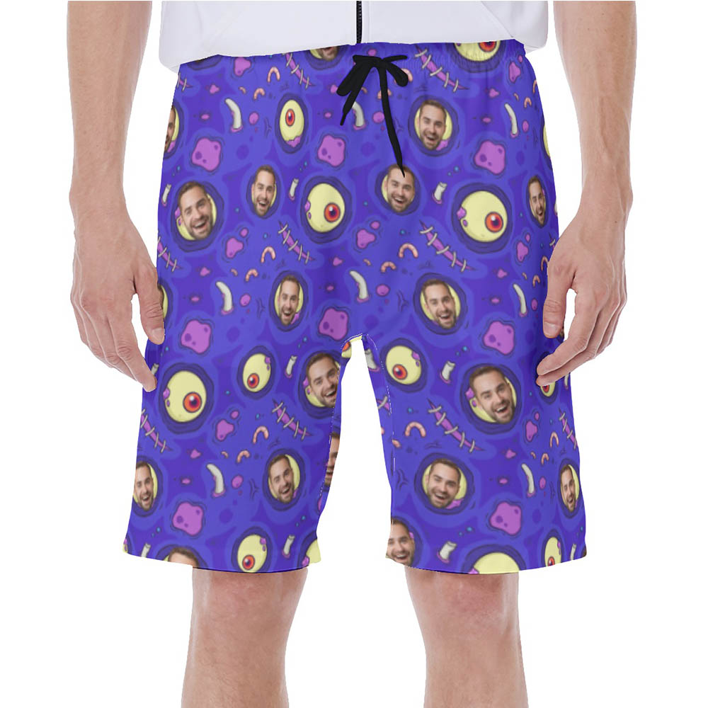 Halloween Zombie Skin Hawaiian Swim Trunks With Custom Face - variant image 1