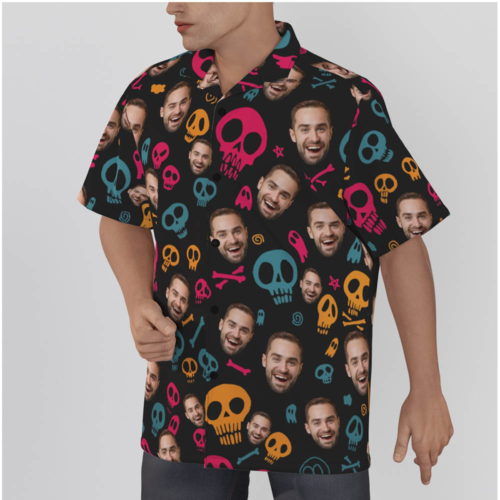 Custom Face Halloween Skull Hawaiian Shirt