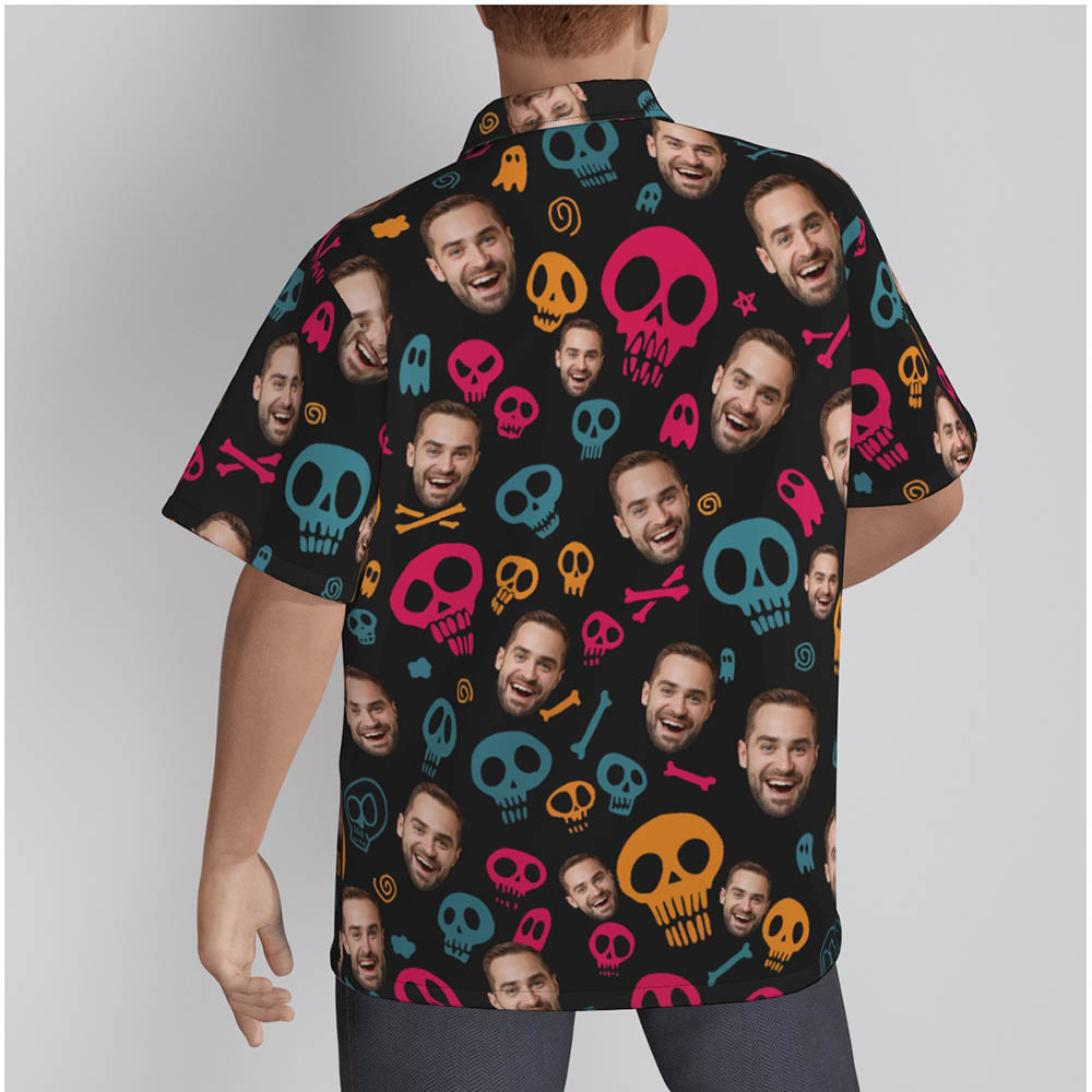 Custom Face Halloween Skull Hawaiian Shirt