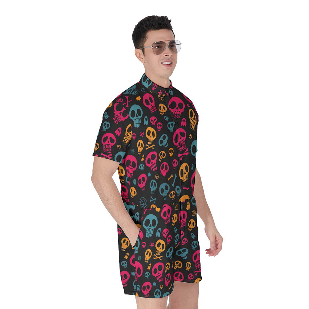 Halloween Custom Face Hawaiian Romper For Men