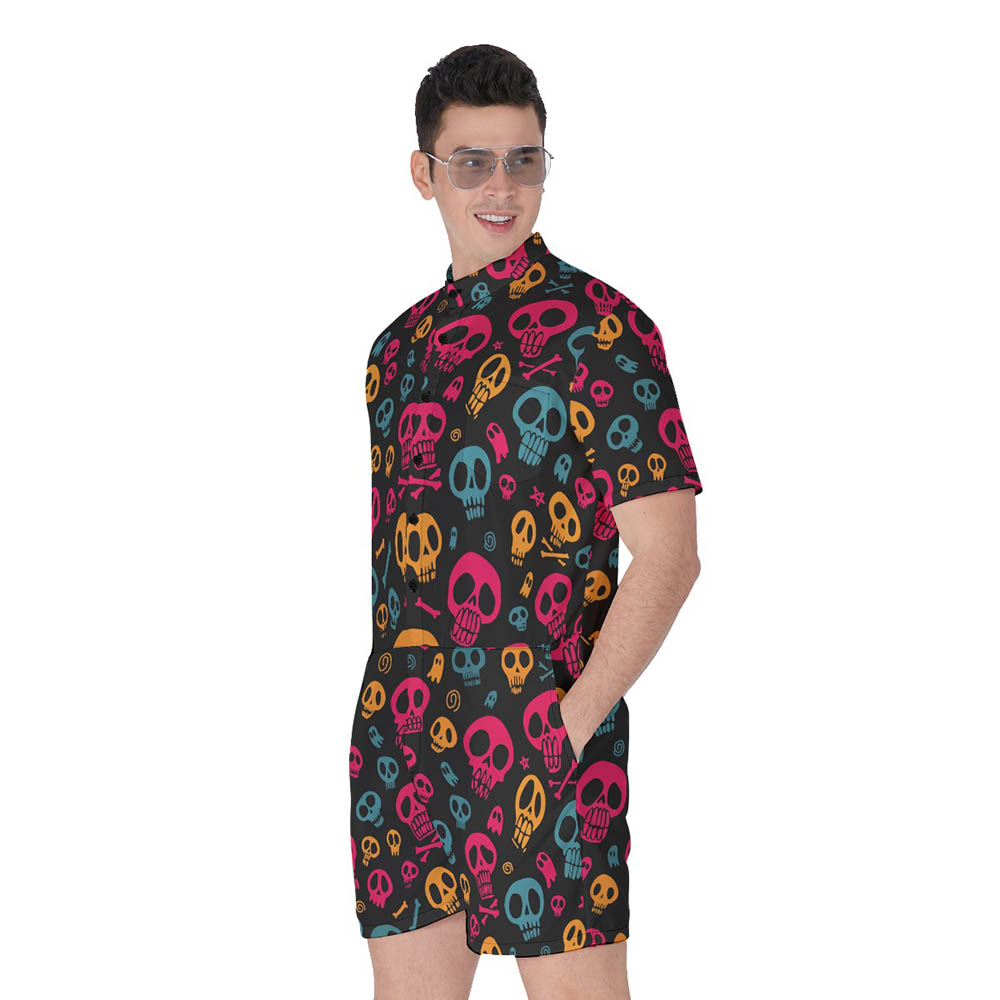 Halloween Custom Face Hawaiian Romper For Men