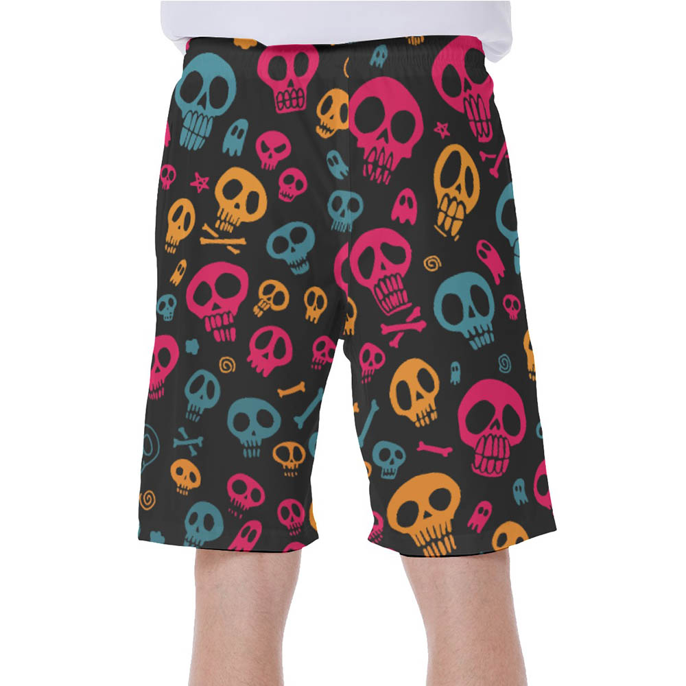 Funny Skull Halloween Hawaiian Swim Trunks For Men