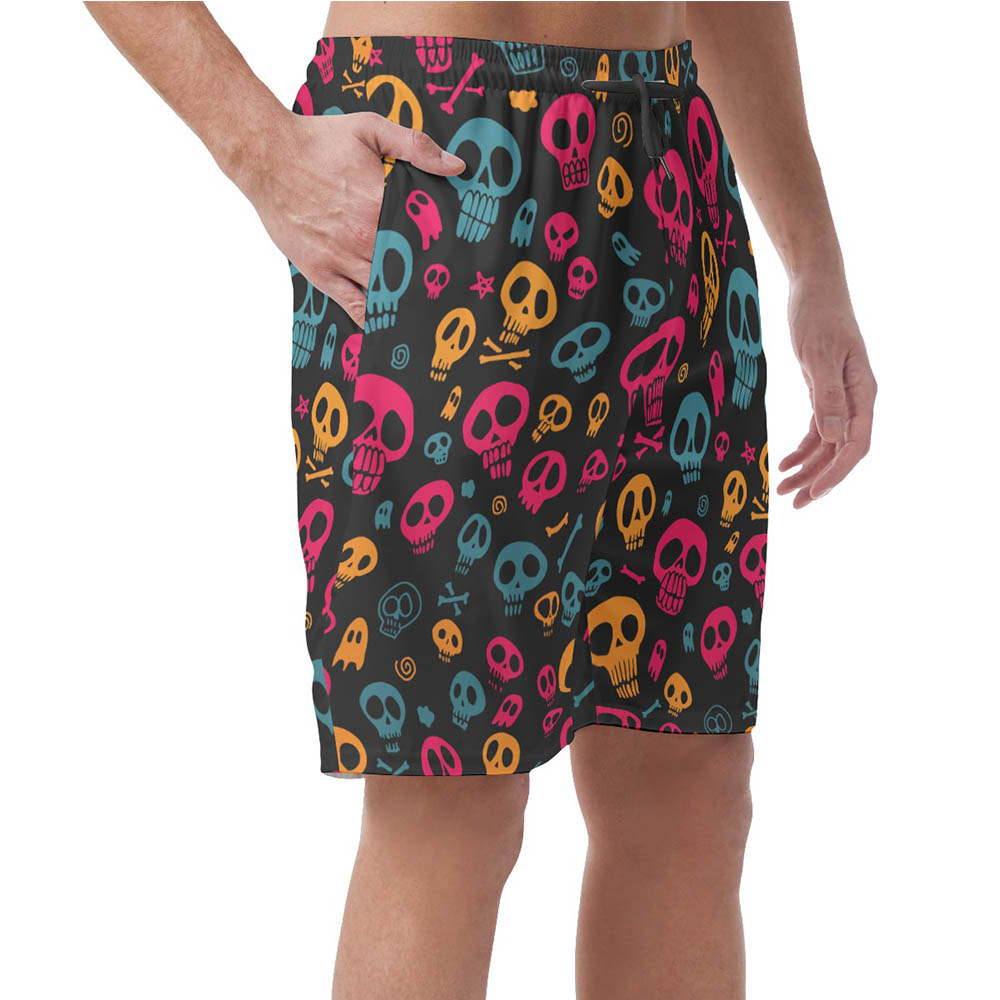 Halloween Skull Hawaiian Beach Shorts For Men