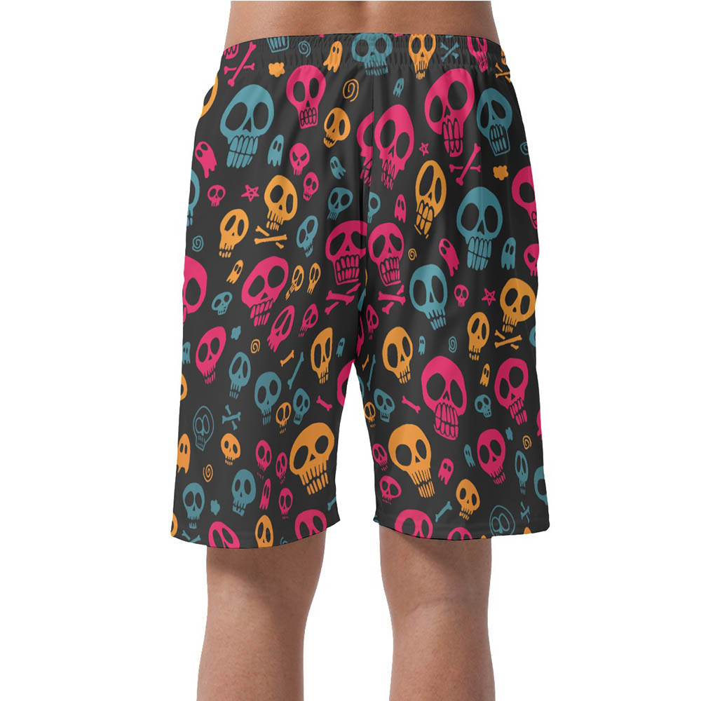 Halloween Skull Hawaiian Beach Shorts For Men
