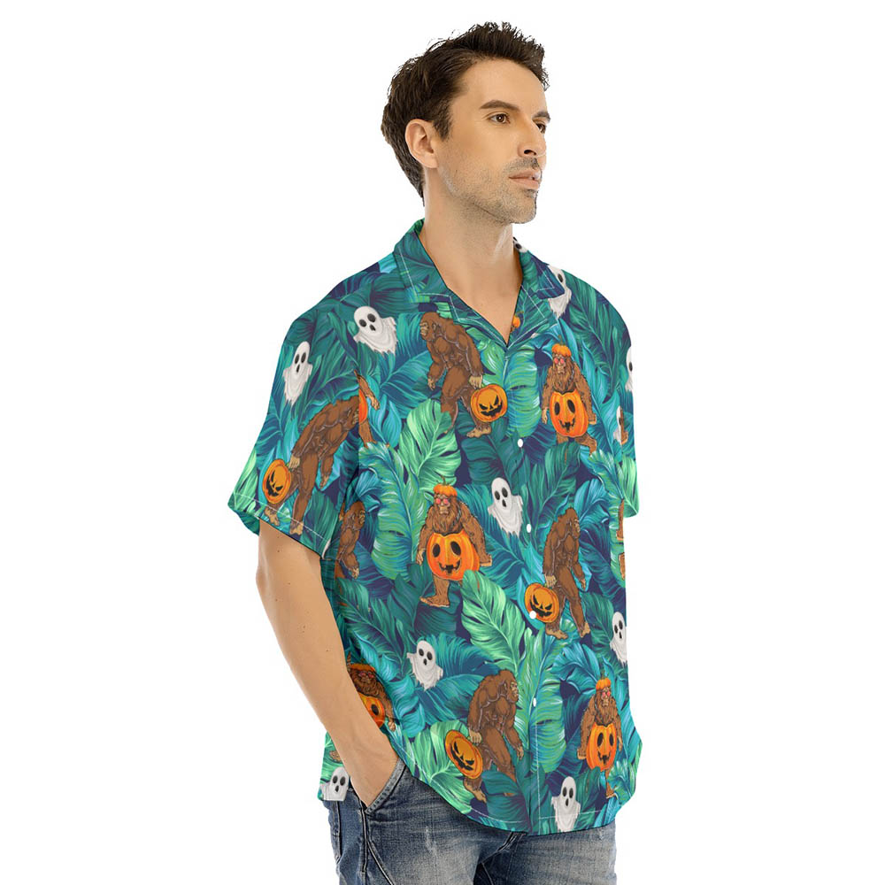 Bigfoot Jack O' Lantern Halloween Pumpkin Hawaiian Shirt