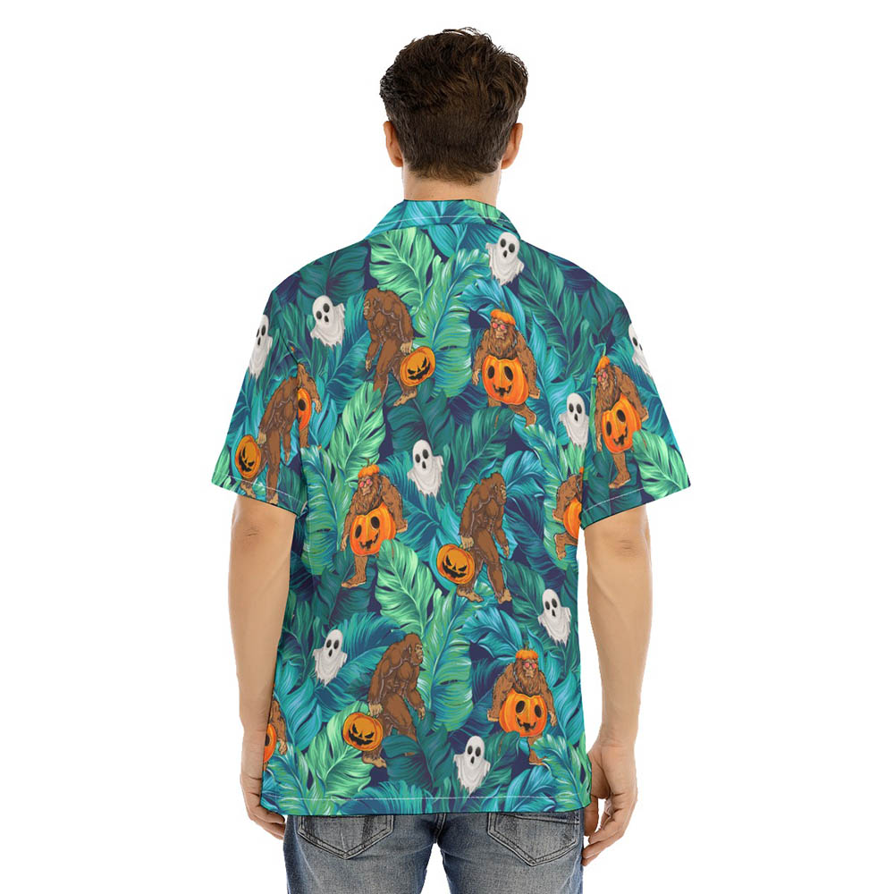 Bigfoot Jack O' Lantern Halloween Pumpkin Hawaiian Shirt
