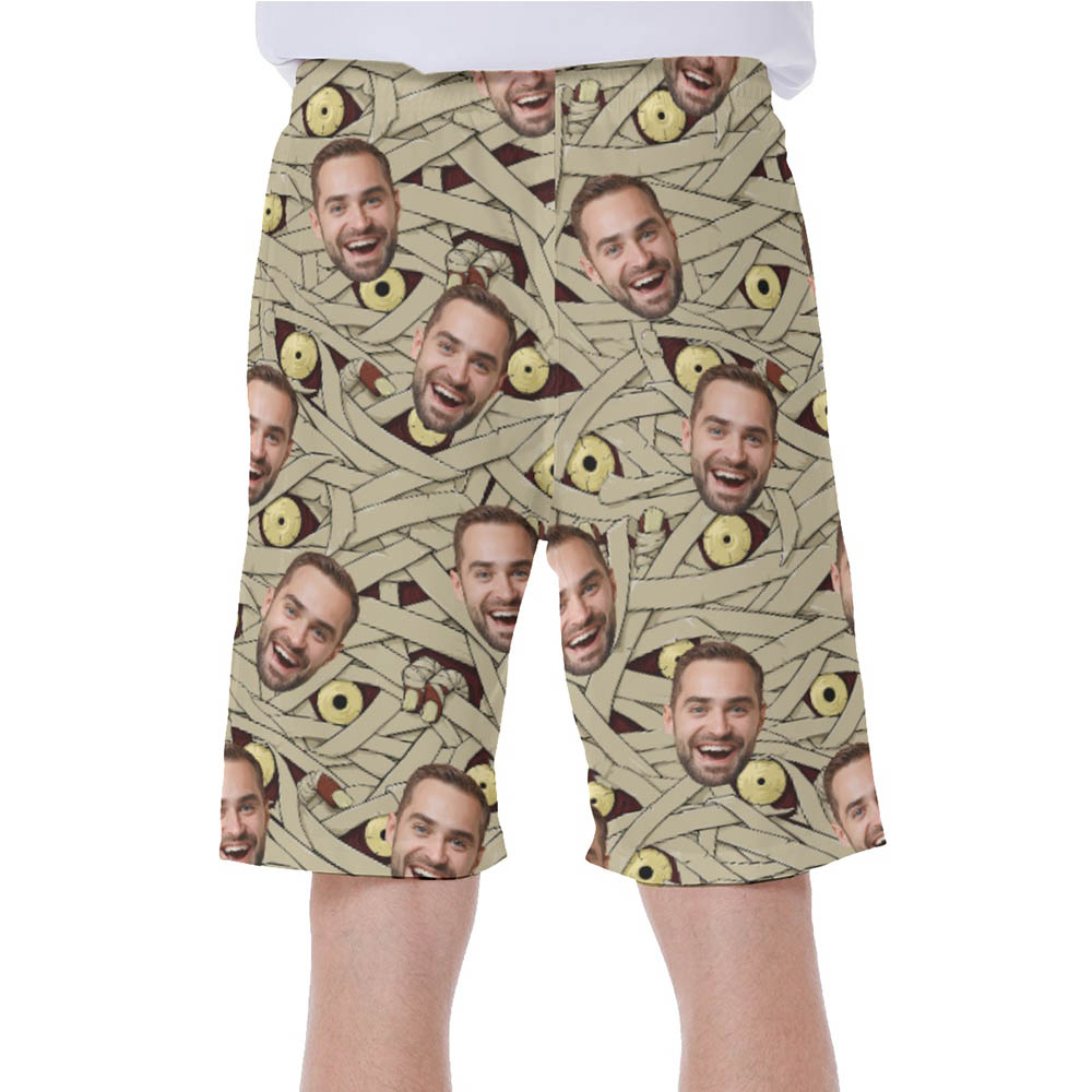 Halloween Mummy Costume Hawaiian Swim Trunks With Custom Face