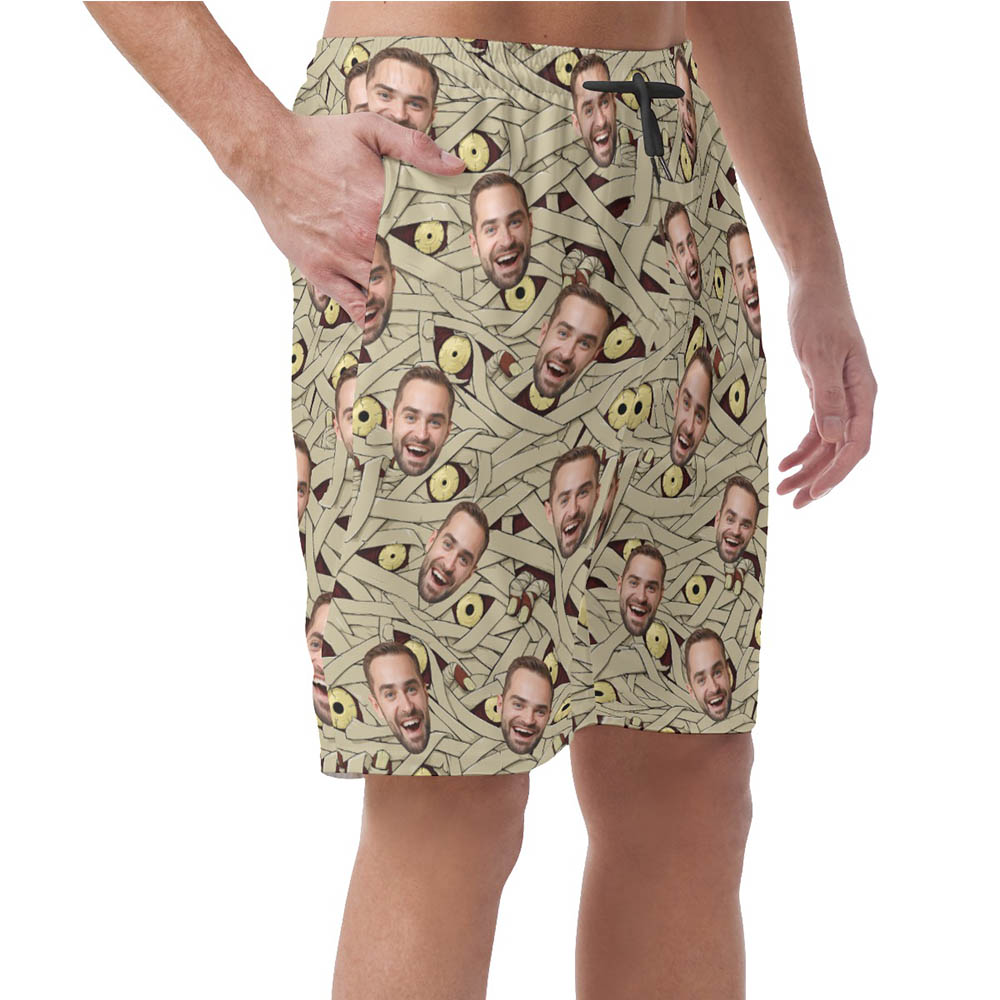 Funny Custom Face Mummy Costume Hawaiian Men's Shorts