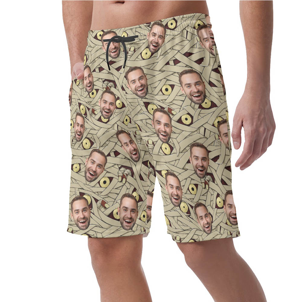 Funny Custom Face Mummy Costume Hawaiian Men's Shorts