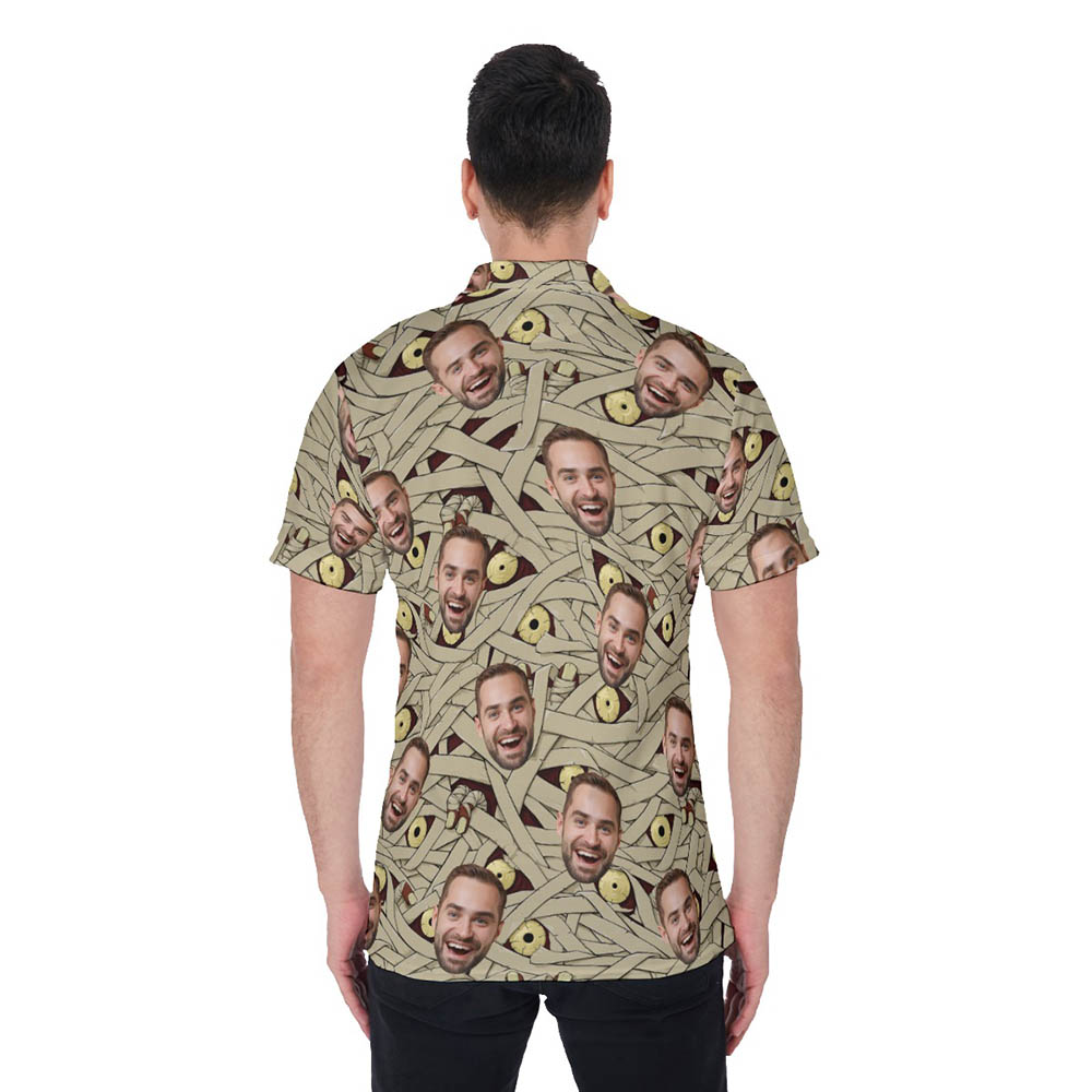 Halloween Mummy Costume Custom Face Hawaiian Polo Shirt