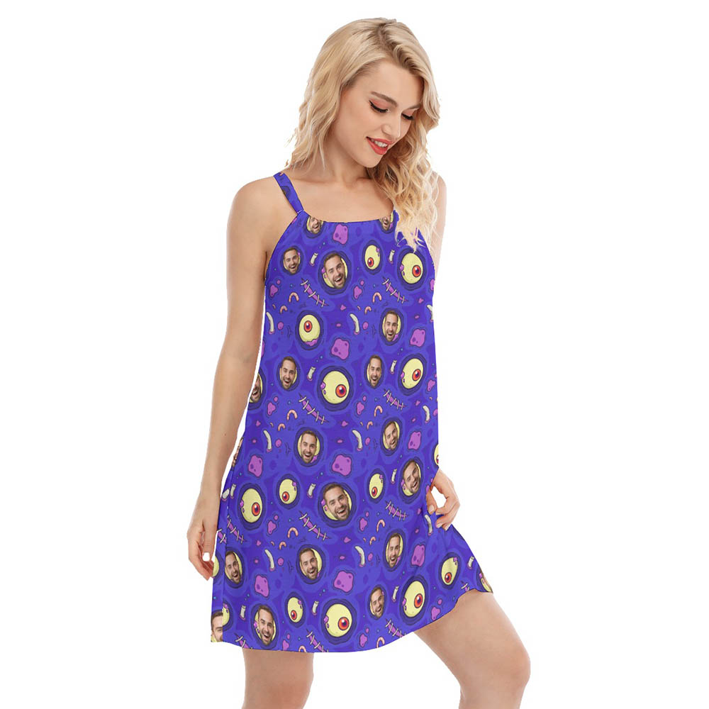 Custom Face Halloween Zombie Skin Hawaiian Dress For Women