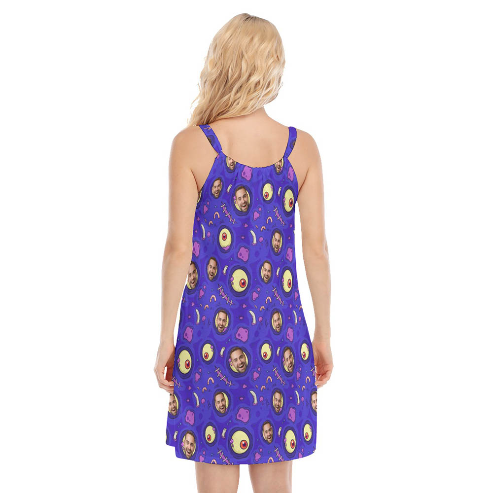 Custom Face Halloween Zombie Skin Hawaiian Dress For Women