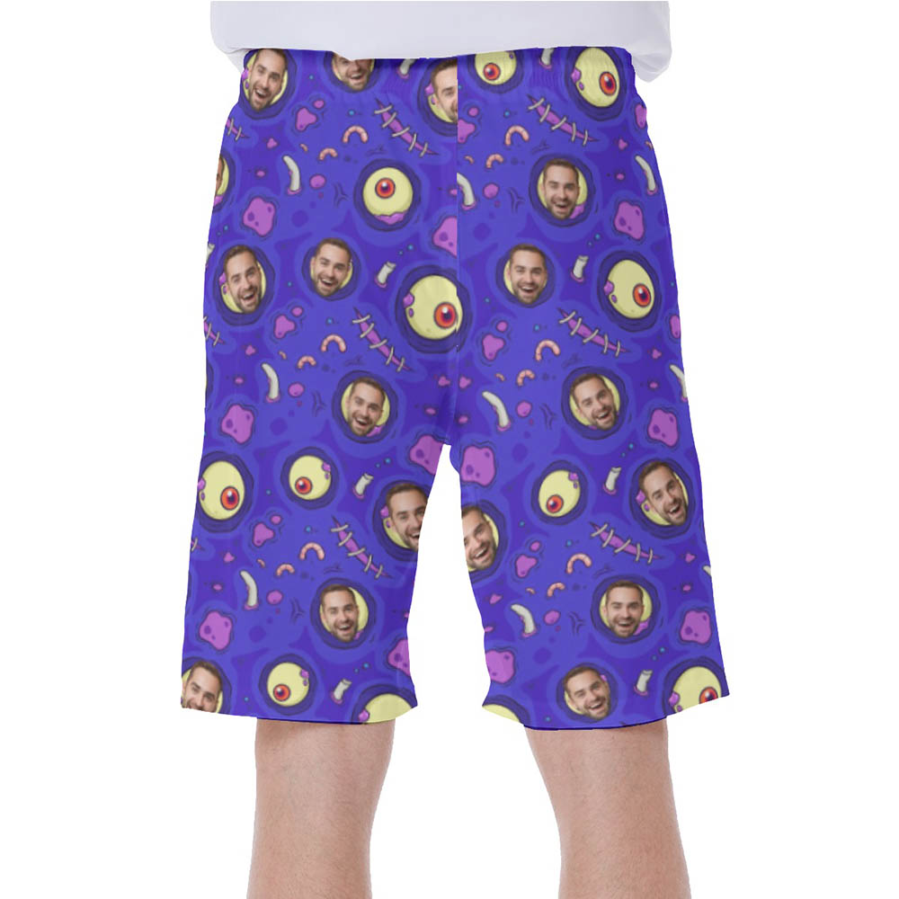 Halloween Zombie Skin Hawaiian Swim Trunks With Custom Face