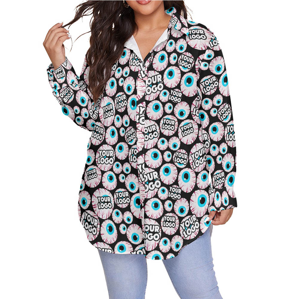 Halloween Creepy Eyeballs Hawaiian Plus Size Shirt With Custom Company Logo - variant image 1