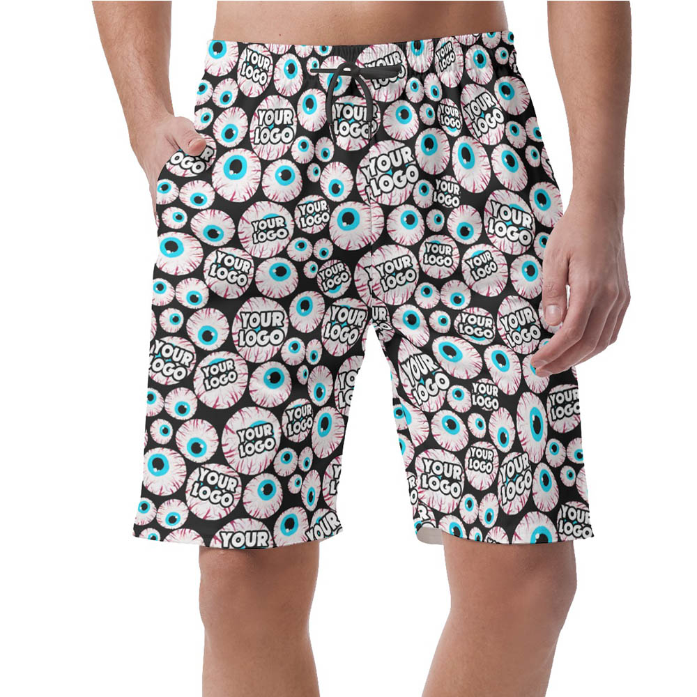 Halloween Creepy Eyeballs Hawaiian Beach Shorts With Custom Company Logo - variant image 1