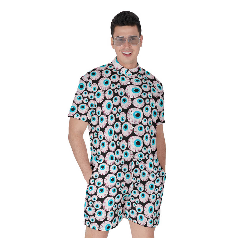 Halloween Theme Eyeballs Men's Hawaiian Romper - variant image 1