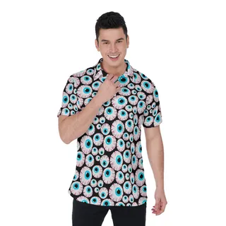 Funny Halloween Theme Eyeballs Hawaiian Men's Polo Shirt