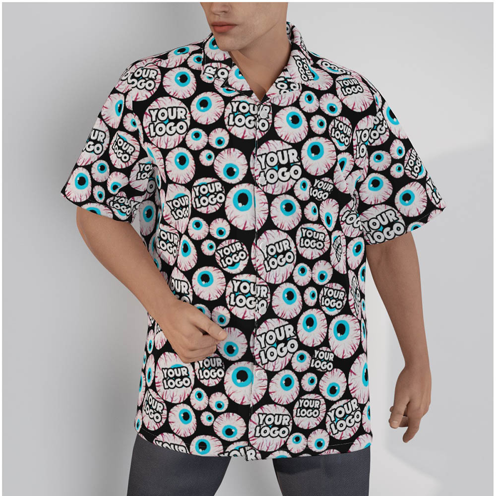 Cool Creepy Eyeaballs Halloween Hawaiian Shirt With Custom Logo - variant image 1
