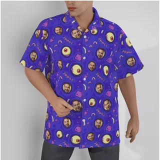 Funny Custom Face Creepy Zombie Halloween Men's Hawaiian Shirt