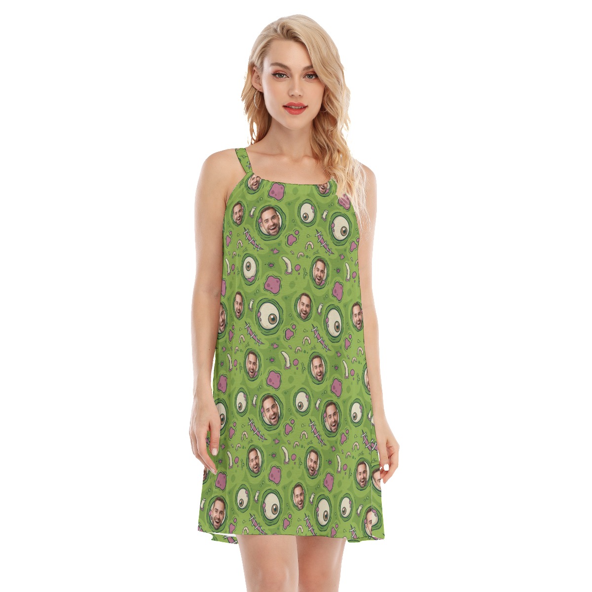 Creepy Zombie Skin Hawaiian Cami Dress With Custom Face - variant image 1