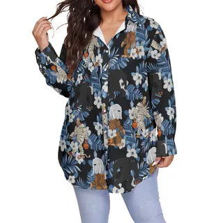 Tropical Bigfoot Mummy Costume Hawaiian Plus Size Shirt For Women