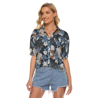Tropical Sasquatch Mummy Hawaiian Crop Top Shirt For Women