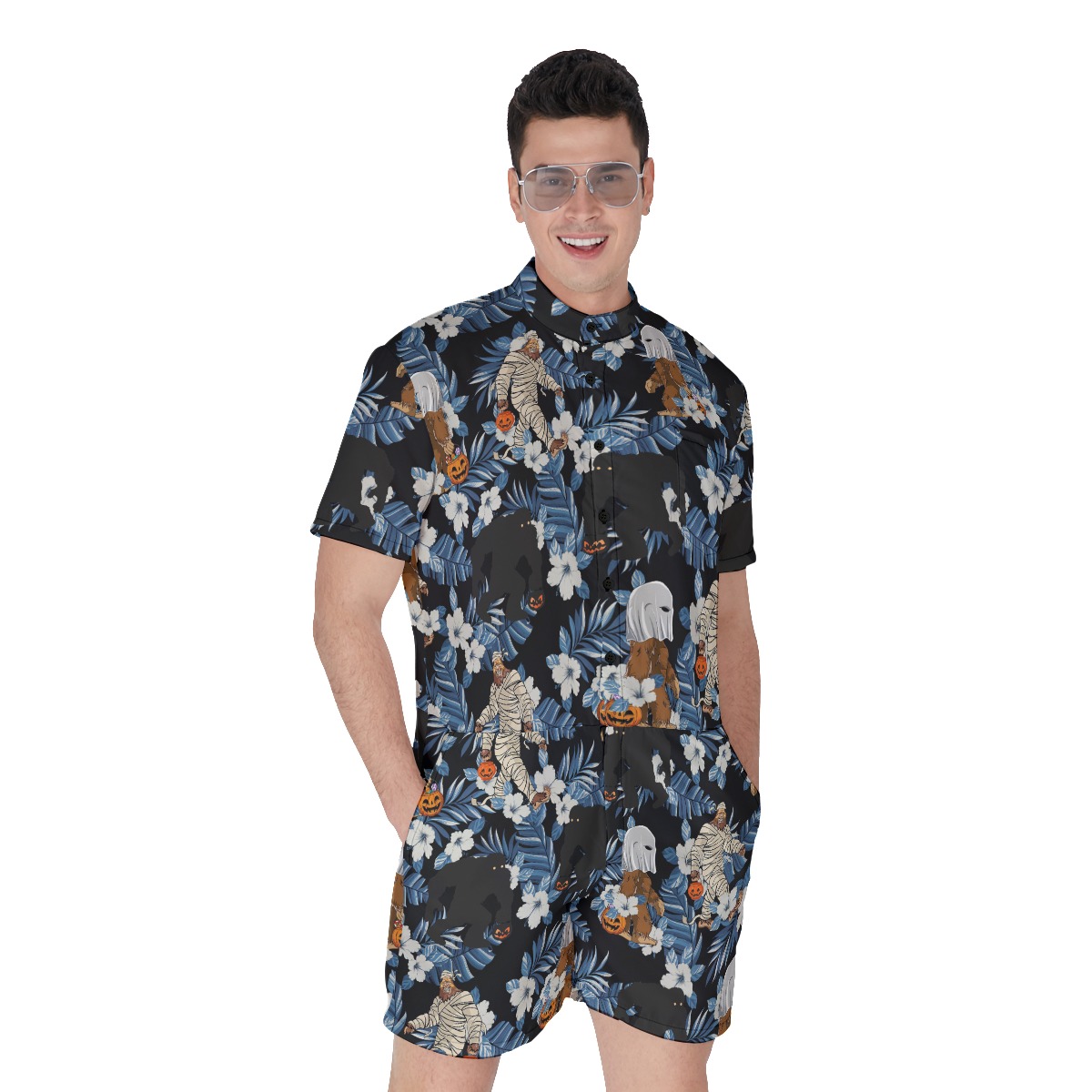 Tropical Bigfoot Mummy Costume Men's Hawaiian Romper - variant image 1