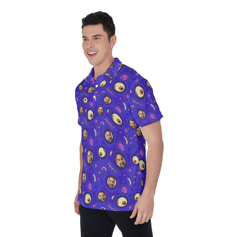 Funny Custom Face Creepy Zombie Skin Hawaiian Polo Shirt For Men