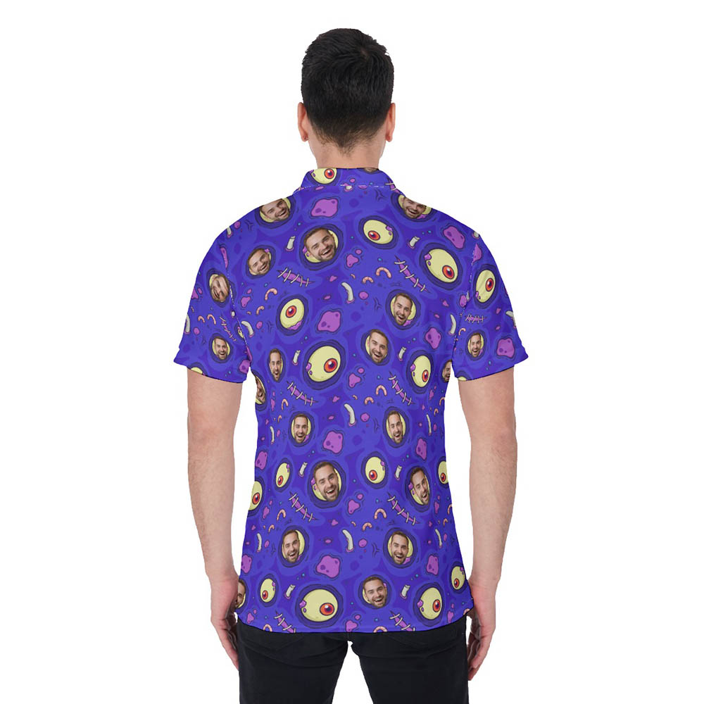 Funny Custom Face Creepy Zombie Skin Hawaiian Polo Shirt For Men