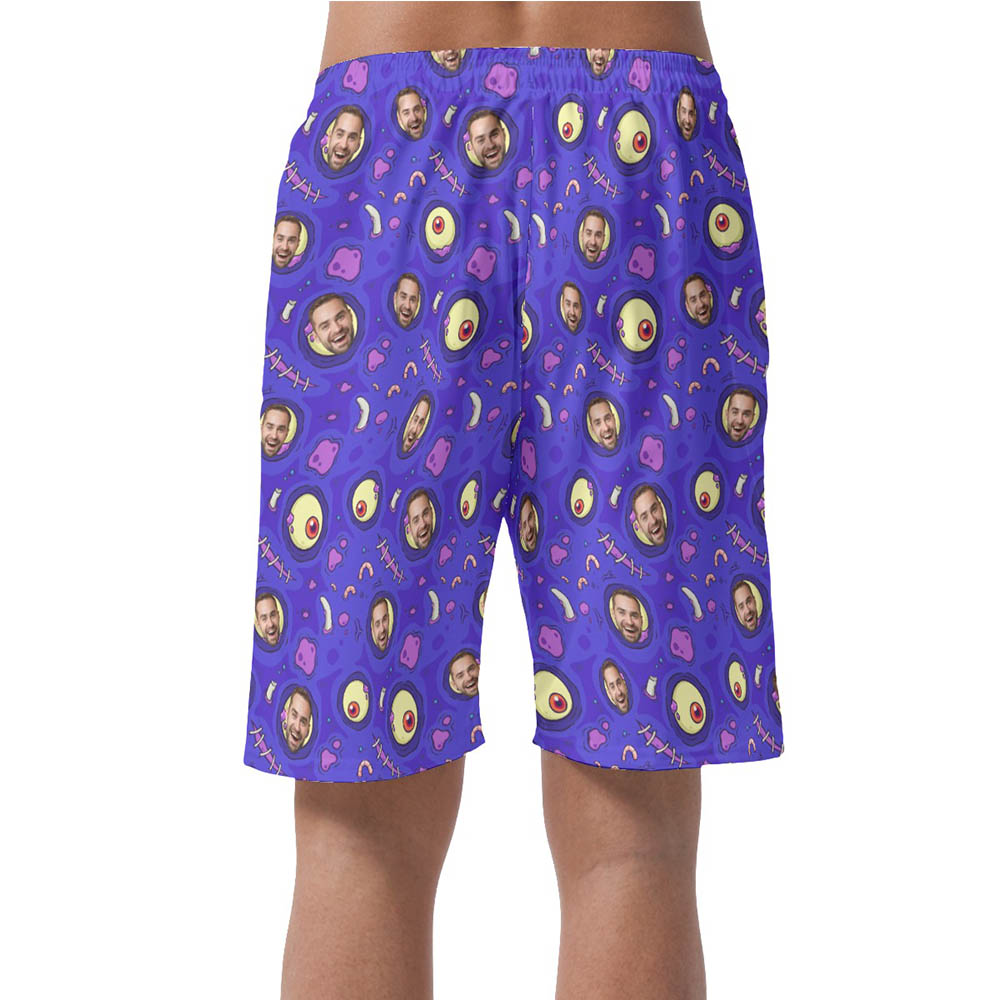 Halloween Creepy Zombie Skin Custom Face Hawaiian Men's Shorts