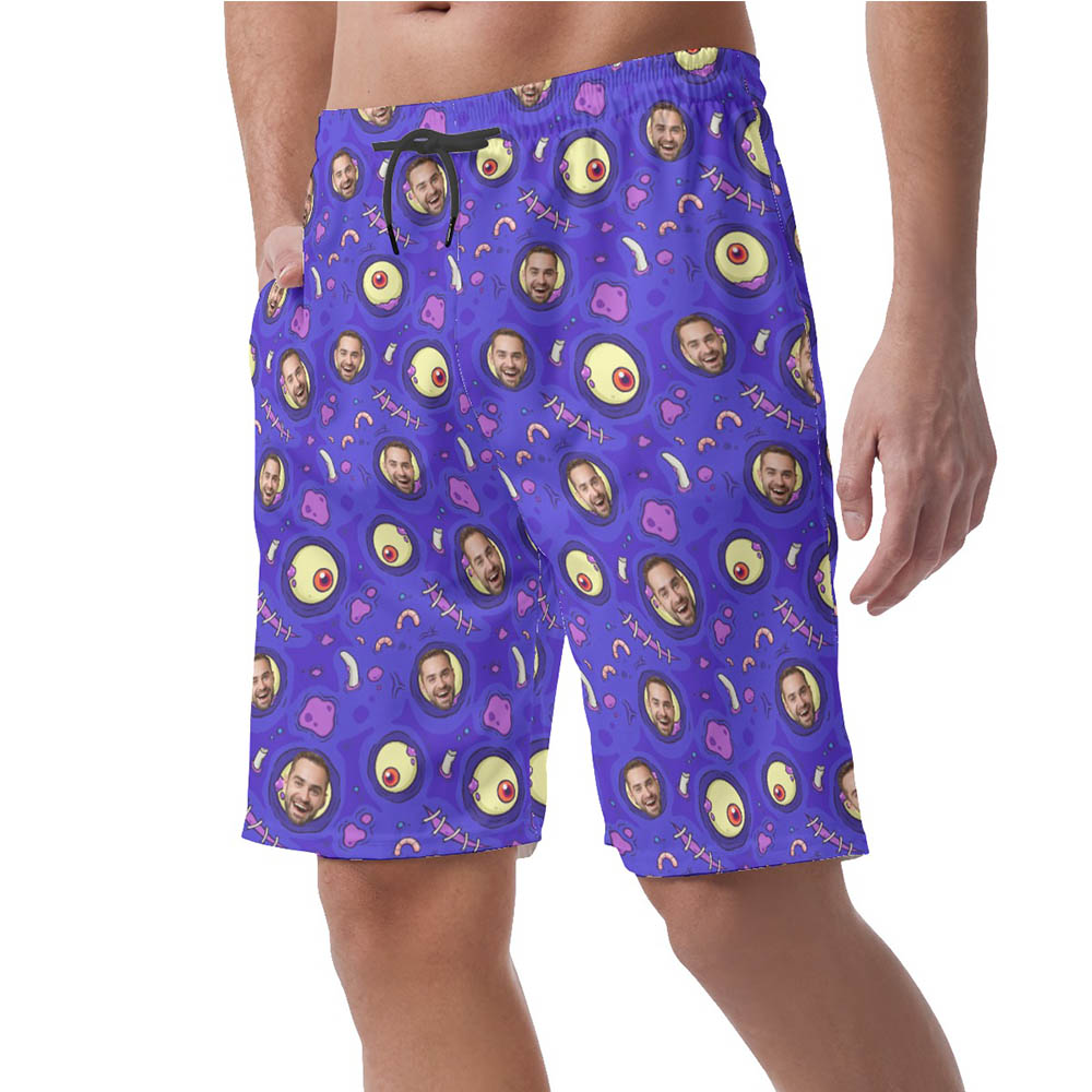 Halloween Creepy Zombie Skin Custom Face Hawaiian Men's Shorts